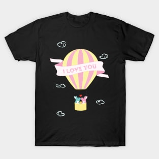 Lovely Bunnies Ride Air balloon T-Shirt